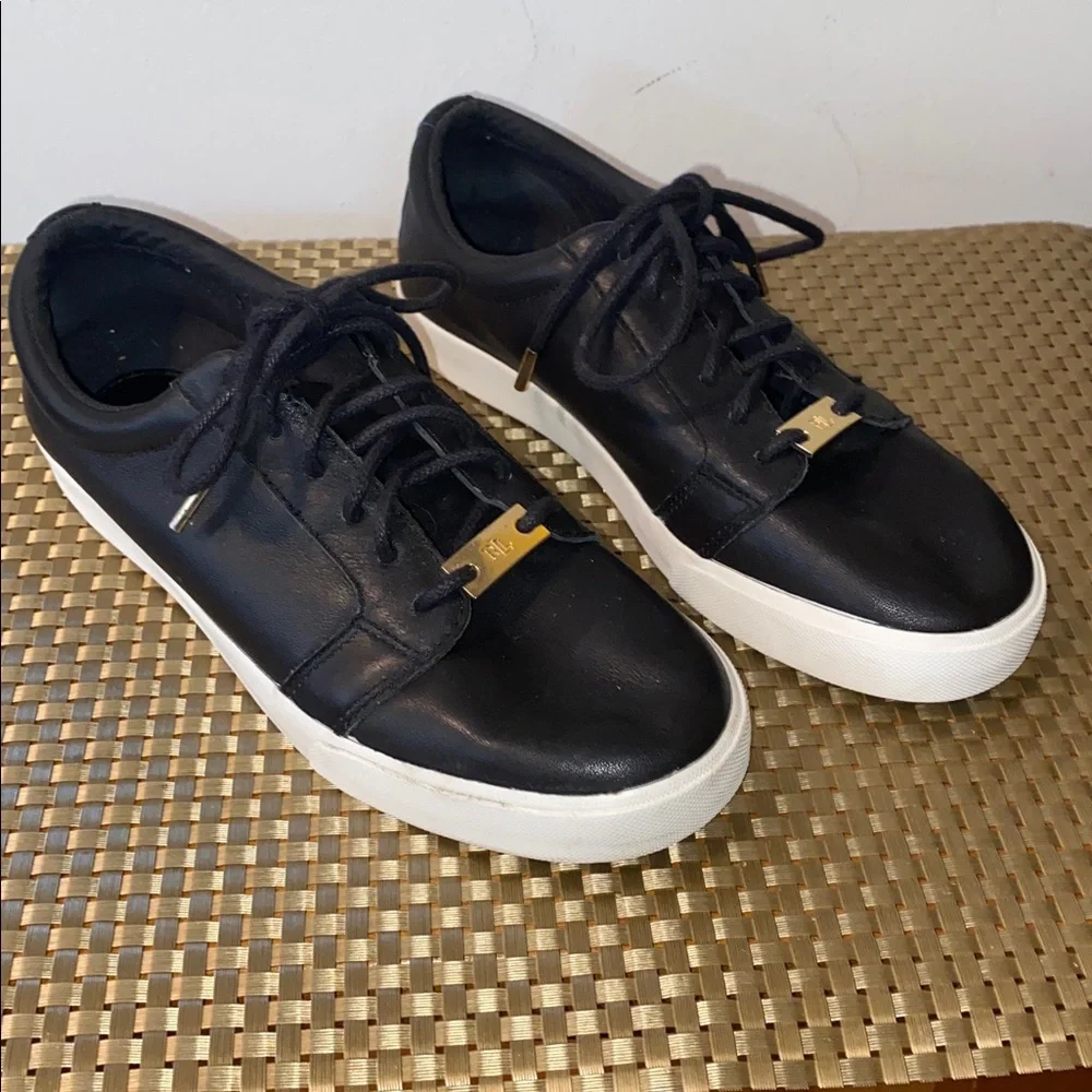 LAUREN RALPH LAUREN || Women's Reaba Ivory/Cream Leather Sneakers. Sz. 7.5 B - Picture 1 of 6